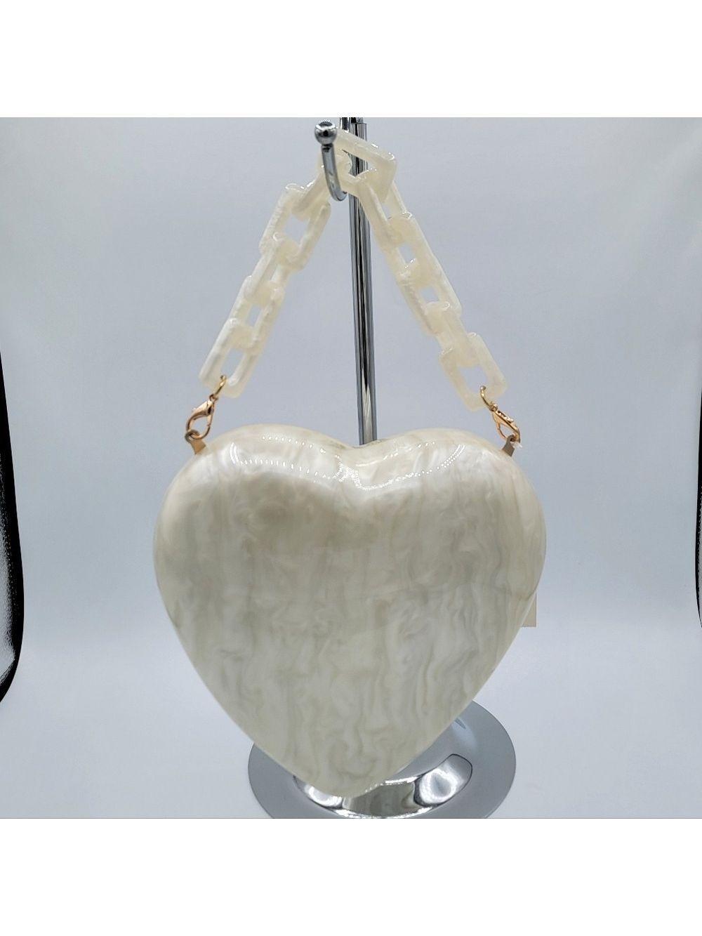 White Acrylic Heart Handbag NEW #2918